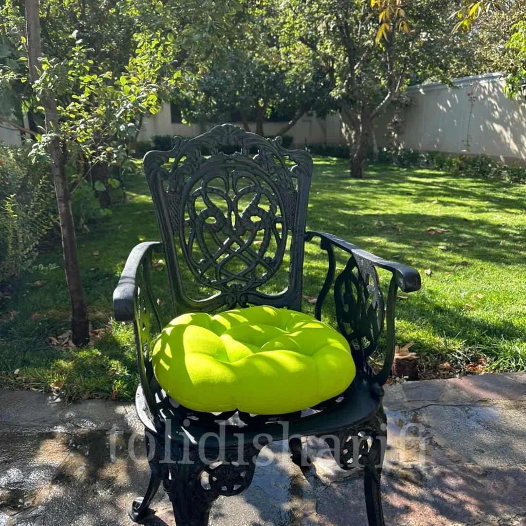 تشکچه گرد قطر ۴۰ پارچه جودون و تسلا قابل شستشو با ماشین لباسشویی با رنگ ثابت و دارای چسب اتصال همرنگ کار